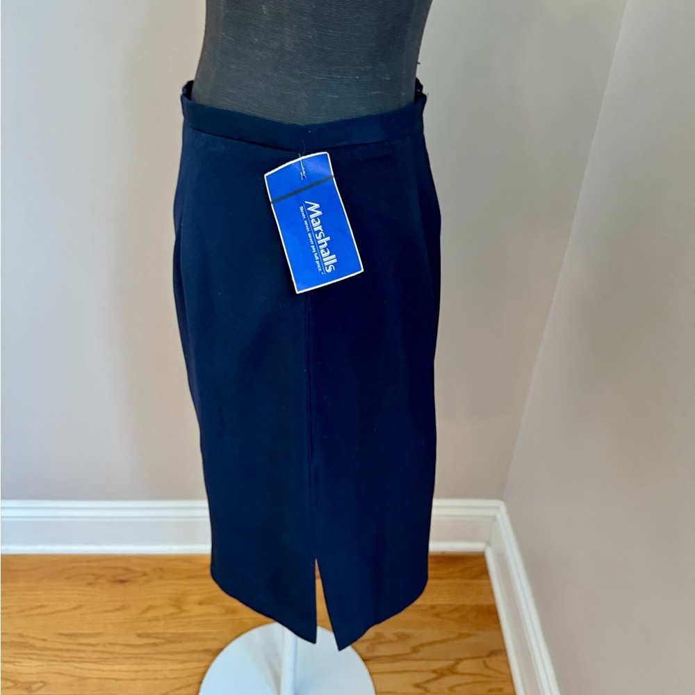 🆕Michele navy Polyester Lined Mini Pencil Skirt Y2K NWT size 8 secretary style - Picture 5 of 10